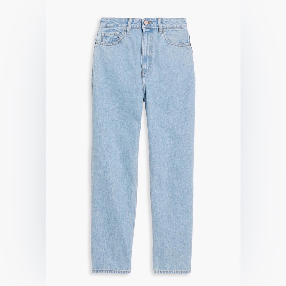 Ganni Faded Cropped High-rise Tapered Jeans, NWT